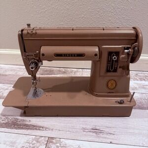Singer 301A Vintage Tan Long-Bed Sewing Machine Beige Portable Heavy Duty Slant